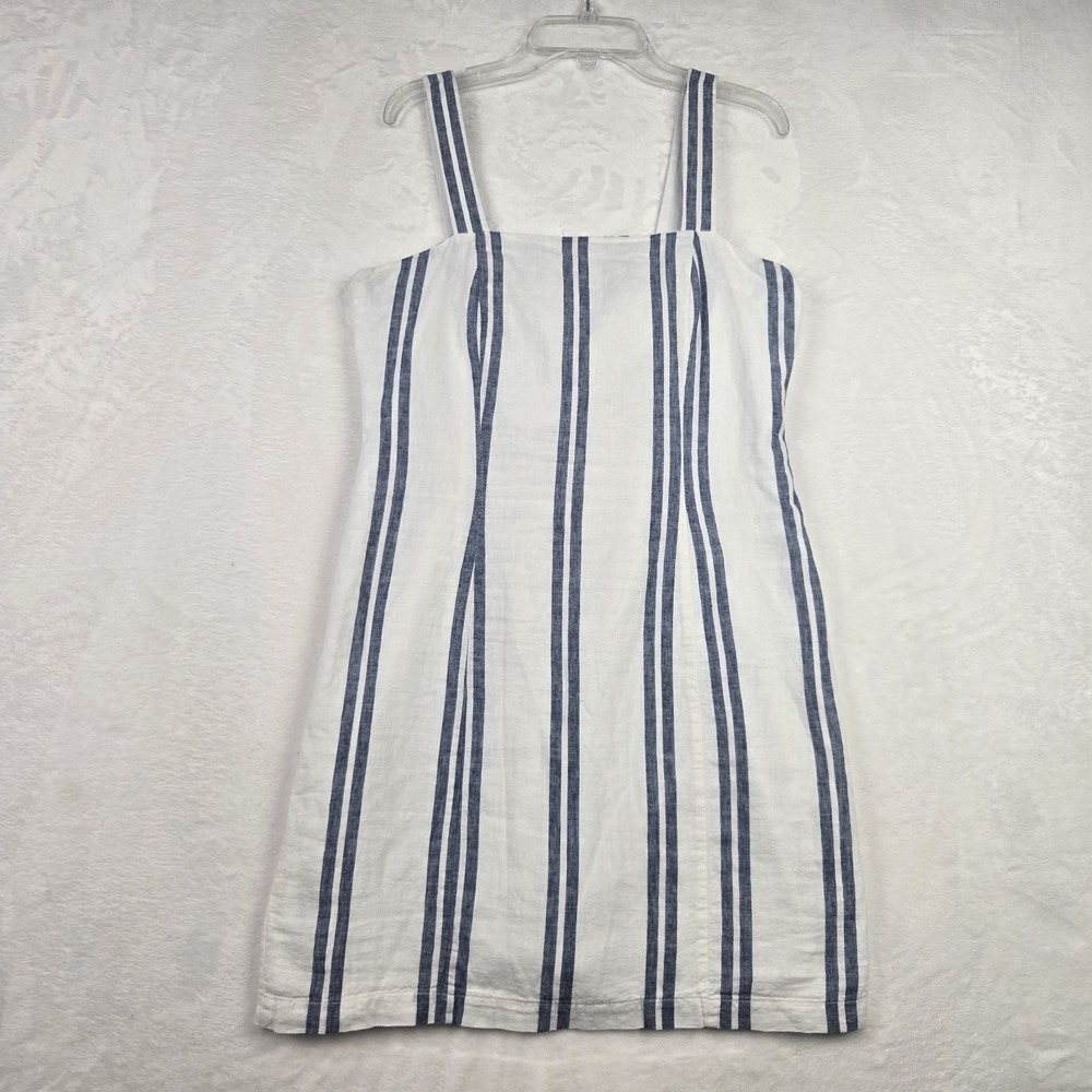 Forever 21 Womens's White And‎ Blue Striped Dress Size Medium Zipper Back